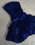 Niulatu Dark Sapphire Strapless Chiffon Lace Short Prom Dresses Sweet Homecoming Dresses HZ1103