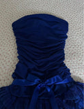 Niulatu Dark Sapphire Strapless Chiffon Lace Short Prom Dresses Sweet Homecoming Dresses HZ1103