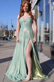 Niulatu Green Strapless Sweetheart A-Line Party Dresses Gorgeous Evening Dresses HZ1103