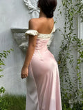 Niulatu Off Shoulder Sheath Satin Evening Dresses Gorgeous Party Dresses HZ1103
