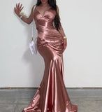 Niulatu Satin V-Neck Backless Mermaid Evening Dress Stunning Party Dresses HZ1103