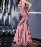 Niulatu Satin V-Neck Backless Mermaid Evening Dress Stunning Party Dresses HZ1103