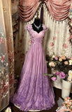 Niulatu Purple Chiffon Applique Sweetheart A-Line Long Prom Dresses Formal Evening Gown HZ1103