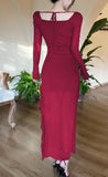 Niulatu Purple Square Neck Chiffon Long Sleeve Bodycon Party Dresses HZ1103