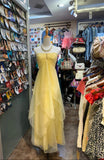 Niulatu Yellow Chiffon Cocktail Party Dresses Halter Neck Sleeveless Guest Dresses HZ1103