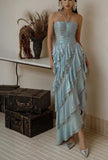 Niulatu Ice Blue Halter Neck Chiffon Short Party Dress Gorgeous Layered Chiffon Homecoming Dress HZ1103