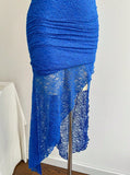 Niulatu Royal Blue Lace Bodycon Short Party Dress Strapless Backless Evening Dress HZ1103