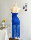 Niulatu Royal Blue Lace Bodycon Short Party Dress Strapless Backless Evening Dress HZ1103