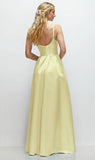 Niulatu Dress??Butter Yellow A-Line Spaghetti Straps Satin Scoop Neck Backless Party Dress HZ1103