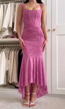 Niulatu Fuchsia Mermaid Evening Dresses Elegant Scoop Lace Party Dress HZ1103