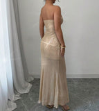Niulatu Strapless Champagne Sequin Mermaid Party Dress Elegant Evening Gowns HZ1103