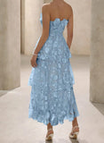 Niulatu Strapless Tulle Embroidered Applique A-Line Vintage Wedding Guest Dress Elegant Bridesmaid Dress HZ1103