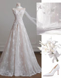 Niulatu Strapless Tulle Lace Vintage Wedding Dress Gorgeous A-Line Long Prom Dresses HZ1103