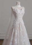 Niulatu Strapless Tulle Lace Vintage Wedding Dress Gorgeous A-Line Long Prom Dresses HZ1103
