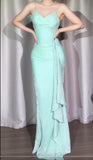 Niulatu Tiffany Blue Mermaid Spaghetti Strap Chiffon Prom Dresses Elegant Evening Gowns HZ1103