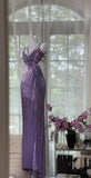 Niulatu Purple Chiffon Beaded Sheath Elegant Backless Prom Dresses with Slits HZ1103