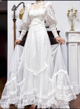 Niulatu A-Line White Turtleneck Lace Beading Tulle Long Sleeve Vintage Wedding Dress HZ1103