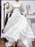 Niulatu A-Line White Turtleneck Lace Beading Tulle Long Sleeve Vintage Wedding Dress HZ1103