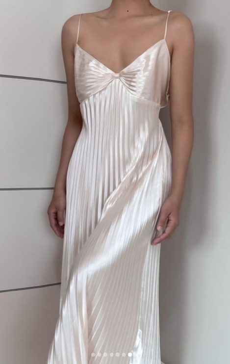 Niulatu Champagne Spaghetti Straps Guest Dresses Sheath Pleated Chiffon Fashion Prom Dress with Backless HZ1103