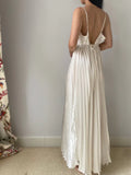 Niulatu Champagne Spaghetti Straps Guest Dresses Sheath Pleated Chiffon Fashion Prom Dress with Backless HZ1103