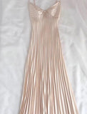 Niulatu Champagne Spaghetti Straps Guest Dresses Sheath Pleated Chiffon Fashion Prom Dress with Backless HZ1103