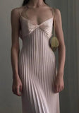 Niulatu Champagne Spaghetti Straps Guest Dresses Sheath Pleated Chiffon Fashion Prom Dress with Backless HZ1103