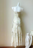 Niulatu Print Chiffon Spaghetti Straps Layered Ruffles Prom Dresses HZ1103