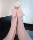 Niulatu Dust Pink Strapless Sequined A-Line Long Prom Dresses Sweet 16 Evening Gowns HZ1103