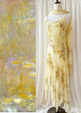 Niulatu Yellow Beaded Chiffon Spaghetti Straps Sheath Prom Dresses HZ1103