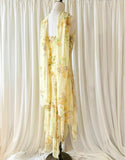 Niulatu Yellow Beaded Chiffon Spaghetti Straps Sheath Prom Dresses HZ1103