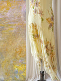 Niulatu Yellow Beaded Chiffon Spaghetti Straps Sheath Prom Dresses HZ1103