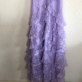 Niulatu Lilac V-neck Lace Long Prom Dresses A-line Backless Evening Gowns HZ1103