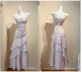 Niulatu Pink Spaghetti Straps Long Prom Dress Formal Dresses Chiffon Ruffles Layered Stunning 18th Birthday Party Dresses HZ1103