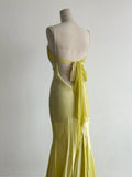 Niulatu Yellow Formal Dresses Spaghetti Straps Satin Mermaid Long Prom Dresses HZ1103