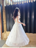 Niulatu Pearl Butterfly Tulle White French A-Line Spaghetti Straps Birthday Dresses HZ1103