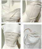 Niulatu Light Champagne Spaghetti Strap Satin A-Line Bridal Dress Elegant Wedding Guest Dress HZ1103