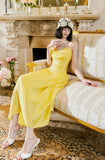 Niulatu Butter Yellow Spaghetti Strap A-Line Birthday Dress Elegant Backless Party Dress HZ1103