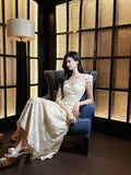 Niulatu Butterfly Embroidery Dress French Summer Vacation Waist Gentle Dress HZ1103