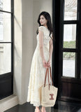 Niulatu Butterfly Embroidery Dress French Summer Vacation Waist Gentle Dress HZ1103
