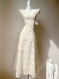 Niulatu Butterfly Embroidery Dress French Summer Vacation Waist Gentle Dress HZ1103