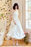 Niulatu Moonlight White Strapless A-Line Jacquard Satin Evening Gowns Elegant Birthday Prom Dresses HZ1103
