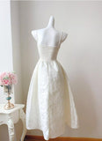 Niulatu Moonlight White Strapless A-Line Jacquard Satin Evening Gowns Elegant Birthday Prom Dresses HZ1103