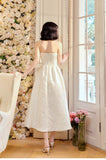 Niulatu Moonlight White Strapless A-Line Jacquard Satin Evening Gowns Elegant Birthday Prom Dresses HZ1103