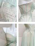 Niulatu Green Tulle Spaghetti Strap A-Line Birthday Prom Dress Sweet 16 Evening Gowns HZ1103