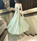 Niulatu Green Tulle Spaghetti Strap A-Line Birthday Prom Dress Sweet 16 Evening Gowns HZ1103