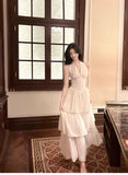 Niulatu Halter Neck Chiffon Layered A-Line White Party Dress HZ1103