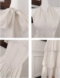 Niulatu Halter Neck Chiffon Layered A-Line White Party Dress HZ1103