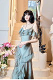 Niulatu Elegant Spaghetti Straps Ruffled Tulle Sheath Evening Dress HZ1103