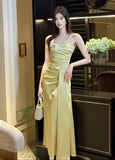 Niulatu French Spaghetti Strap Satin Mermaid Evening Gowns HZ1103