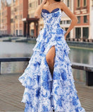 Niulatu Ruffle Sweetheart Neck A-Line Tiered Prom Dresses Fashion Evening Gowns HZ1103